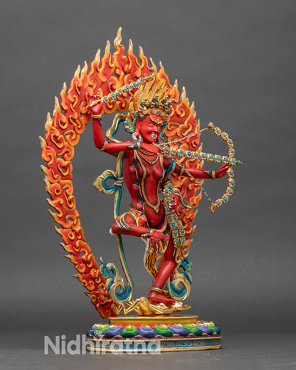 Right profile of Kurukulla Statue, lotus seat and detailed arm gestures