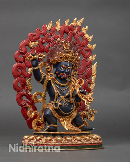 Right profile of Vajrapani protector deity on lotus throne