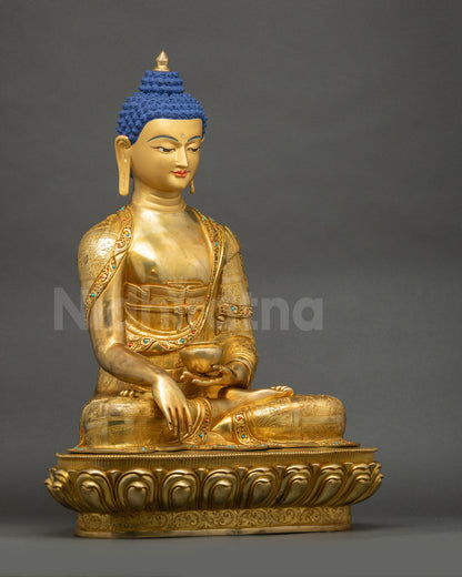 Right side view of Divine Shakyamuni Buddha Sculpture displaying traditional meditation posture