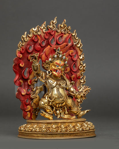 Right side view of Guru Dragpo Statue holding vajra and scorpion