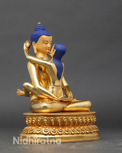 Right side view of Samantabhadra statue, Vajrayana Buddhist art Nepal