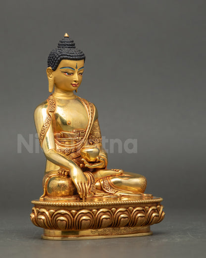 Right side view of Shakyamuni Buddha, handcrafted Nepalese meditation sculpture