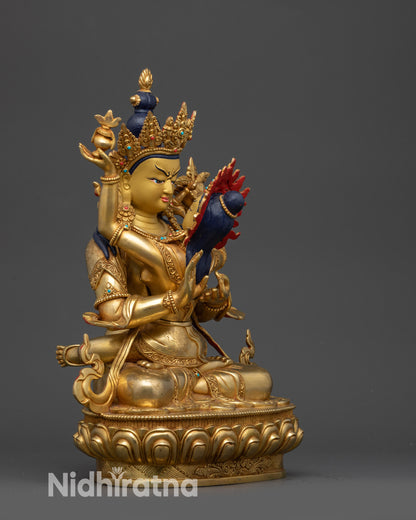 Right view side Buddha consort sculpture copper alloy Himalayan tantric art