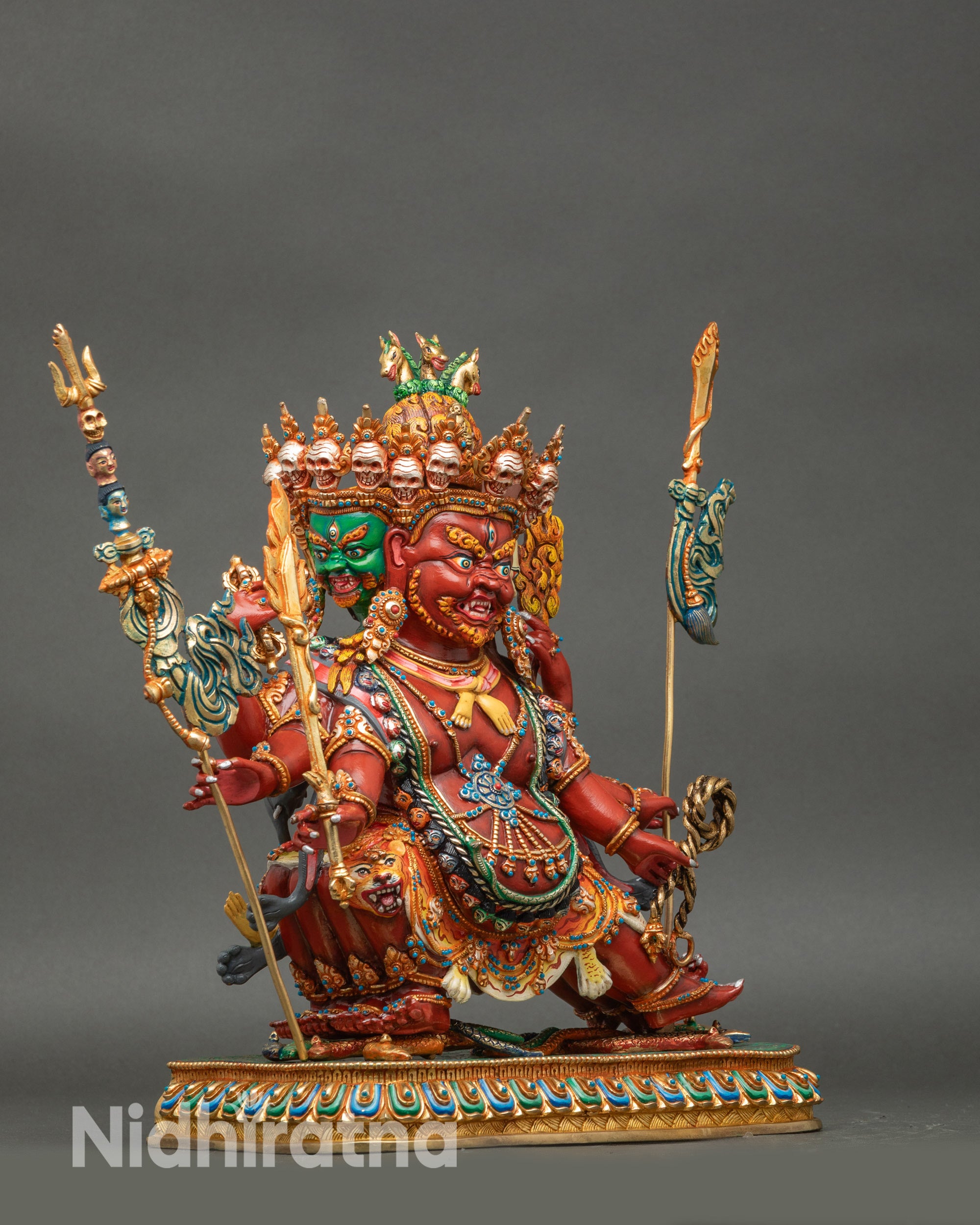 Right view side: Right profile of Hayagriva Nepalese Buddhist protector deity statue