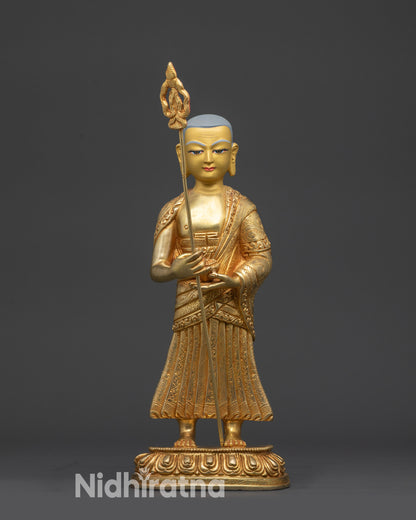 Right view side Shakyamuni Buddha with disciples right side view lotus seat and throne
