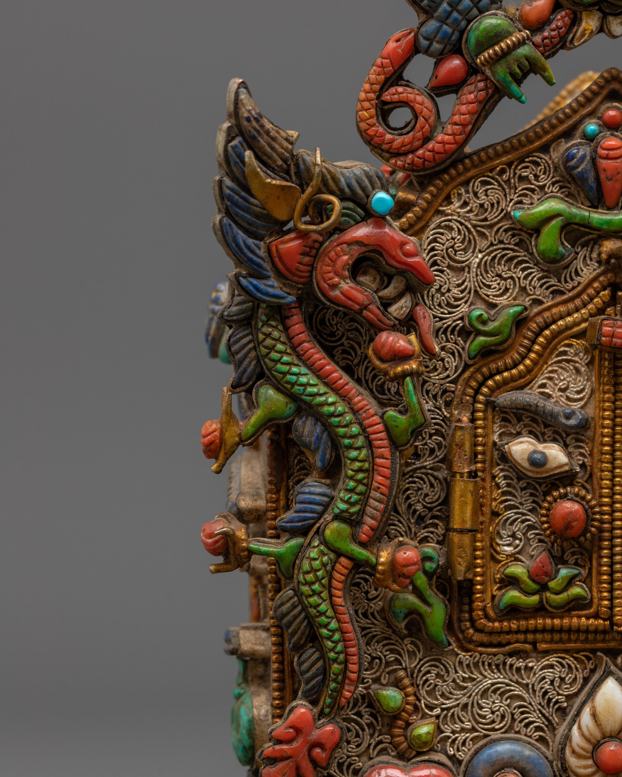 Spiritual Chenrezig Ghau Box | Handmade Tibetan Buddhist Prayer Box