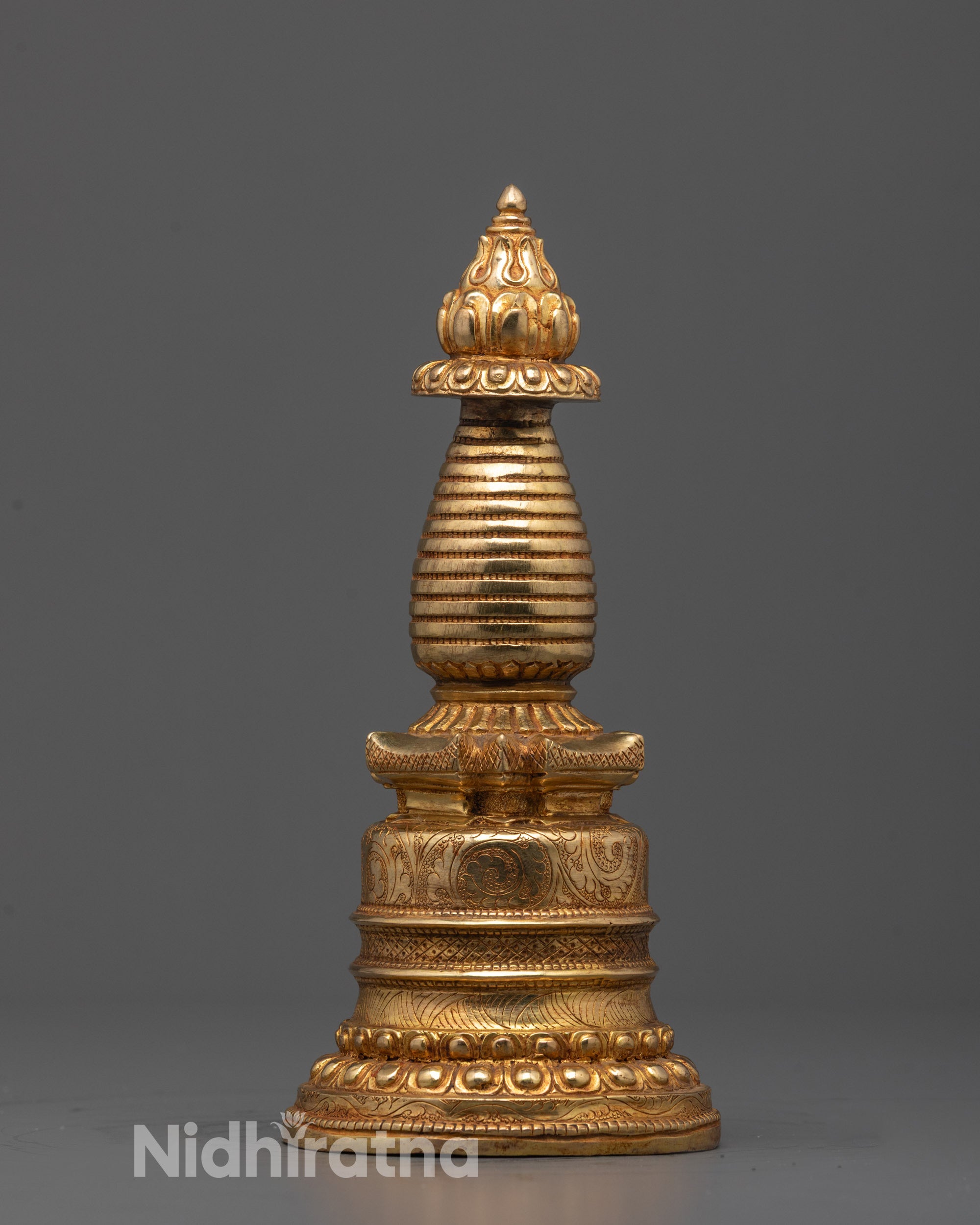 Handcrafted Nepalese Gold-Plated Kadampa Stupa