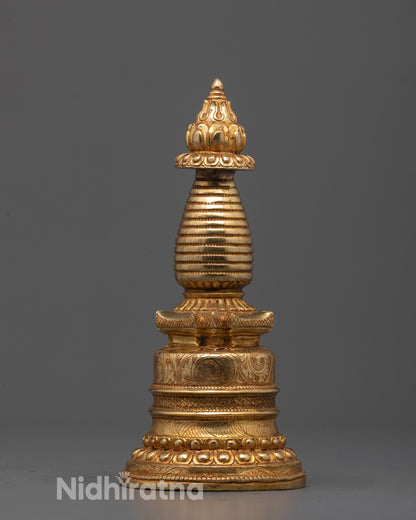 Handcrafted Nepalese Gold-Plated Kadampa Stupa