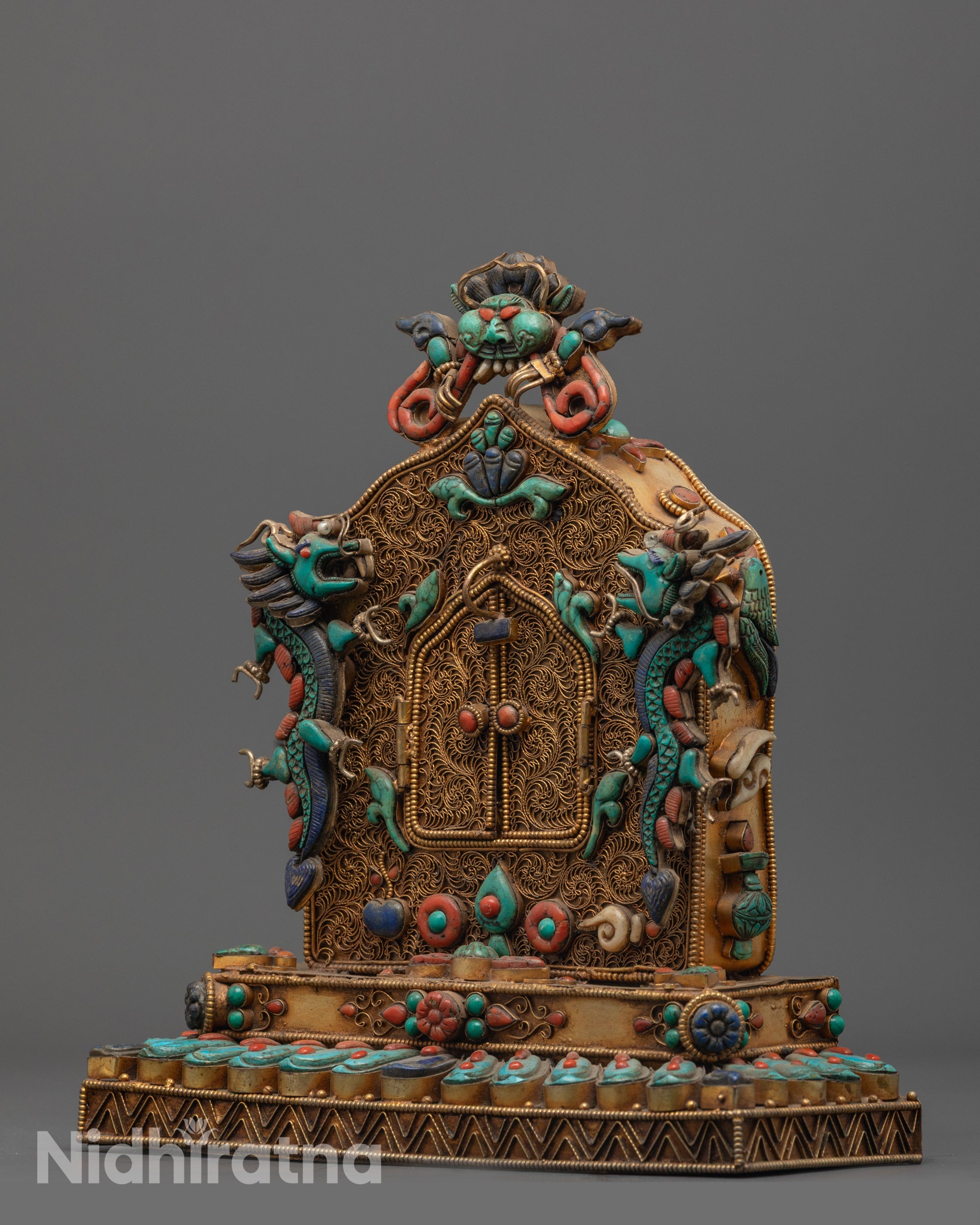 Buddha Shakyamuni Ghau Box | Handcrafted Tibetan Portable Shrine