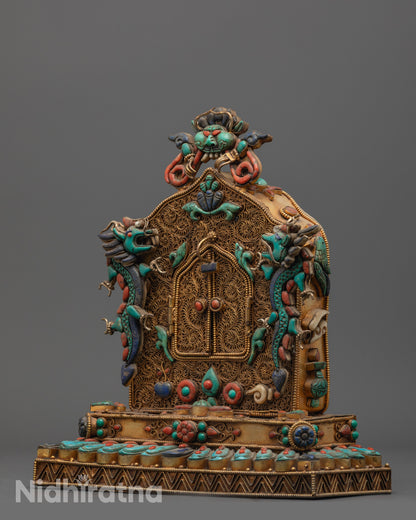 Buddha Shakyamuni Ghau Box | Handcrafted Tibetan Portable Shrine