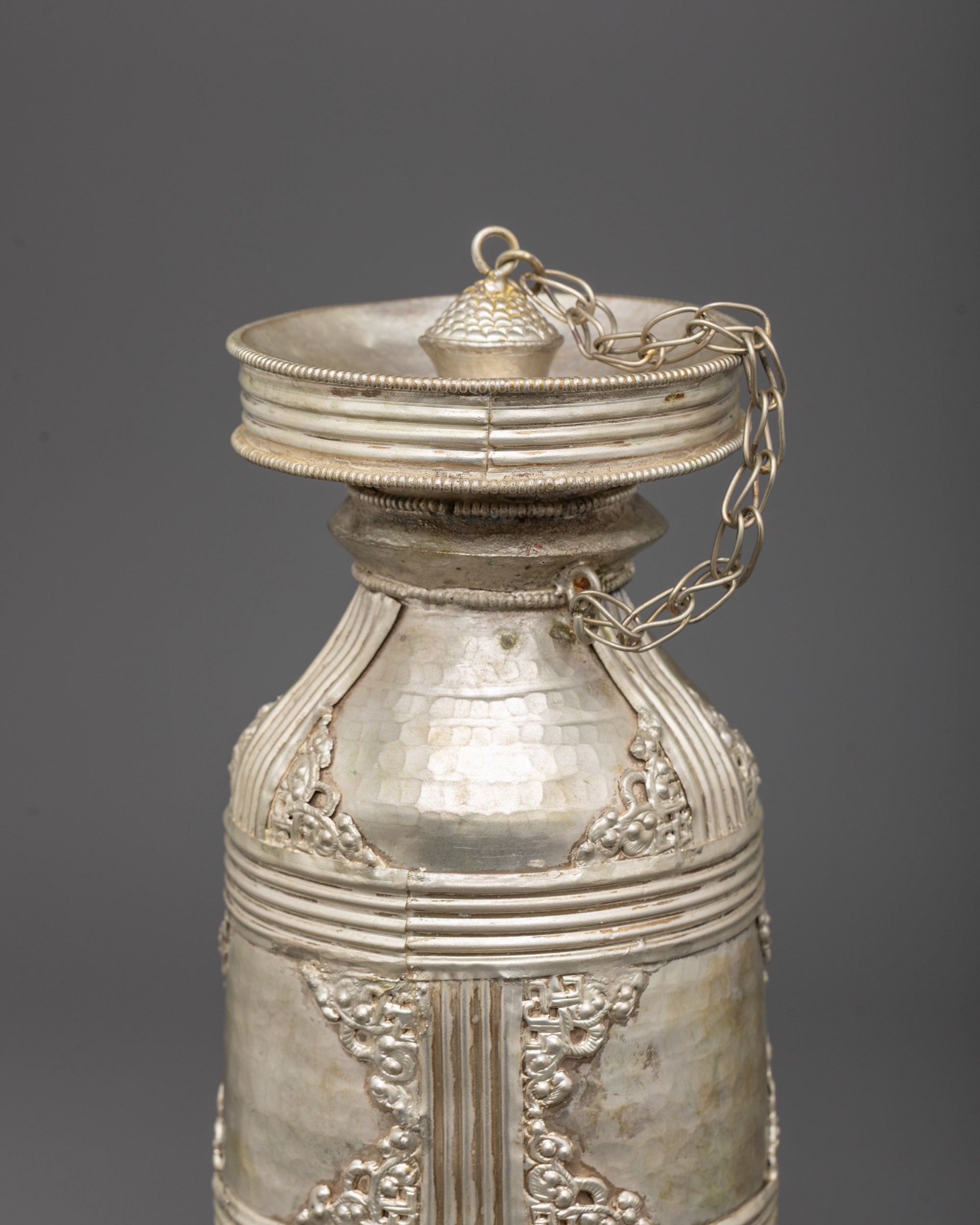 Nepali Silver-Plated Theki | Artisan Crafted Buddhist