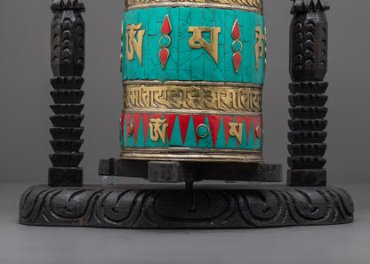 Spinning Tibetan Prayer Wheel | Handmade Buddhist Mantra Wheel
