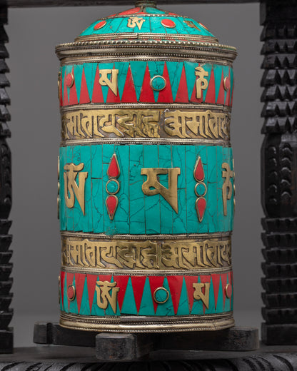 Spinning Tibetan Prayer Wheel | Handmade Buddhist Mantra Wheel