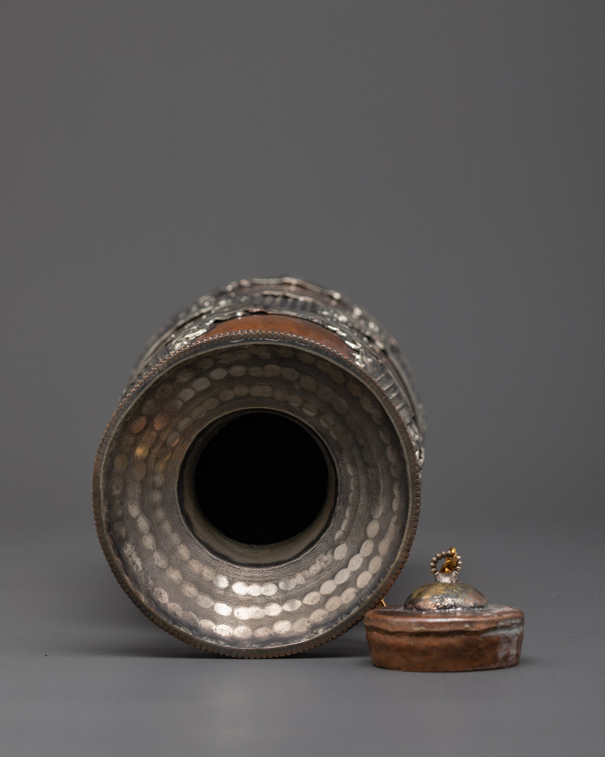 Copper Theki | Authentic Hand-Carved Nepali Offering Vessel