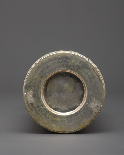 Nepali Silver-Plated Theki | Artisan Crafted Buddhist
