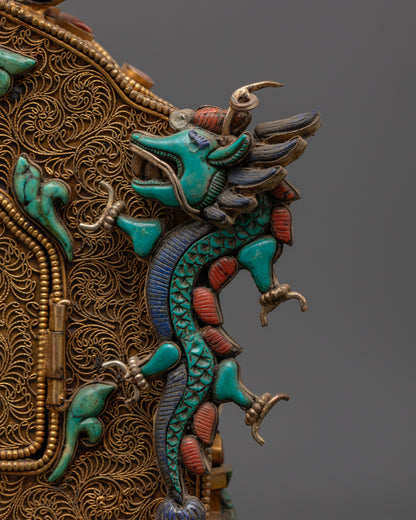 Buddha Shakyamuni Ghau Box | Handcrafted Tibetan Portable Shrine