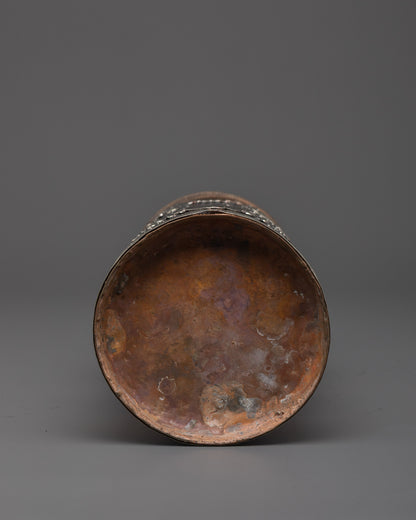 Copper Theki | Authentic Hand-Carved Nepali Offering Vessel