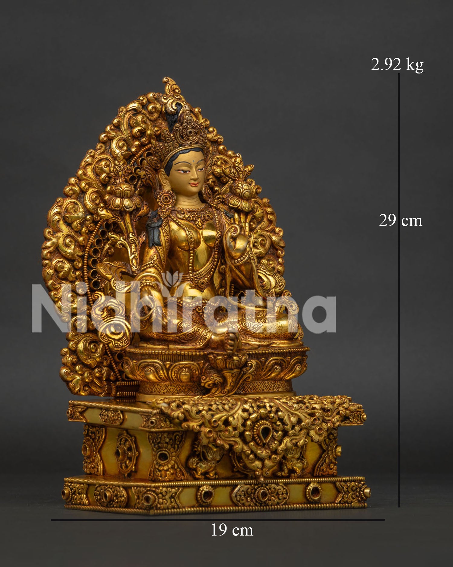 Green Tara With Throne