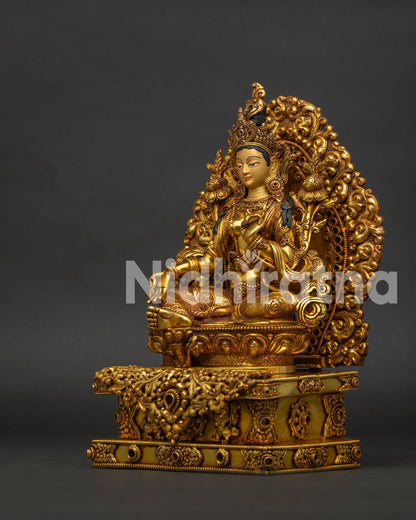 Green Tara With Throne