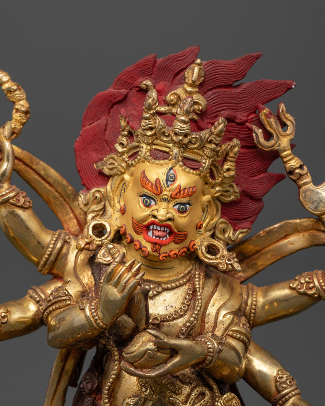 Guardian of Dharma with Weapons and Fire Aura: Six Arm Mahakala