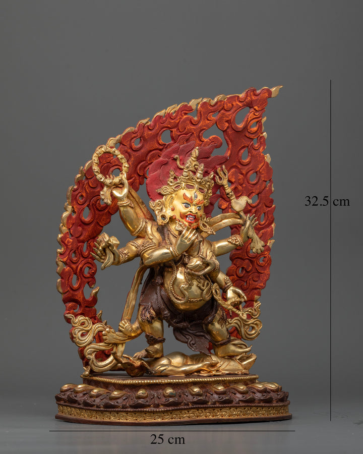 Guardian of Dharma with Weapons and Fire Aura: Six Arm Mahakala