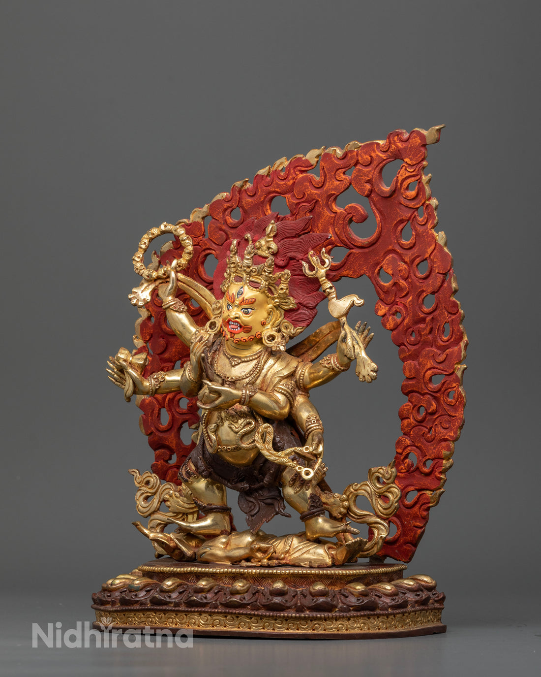 Guardian of Dharma with Weapons and Fire Aura: Six Arm Mahakala