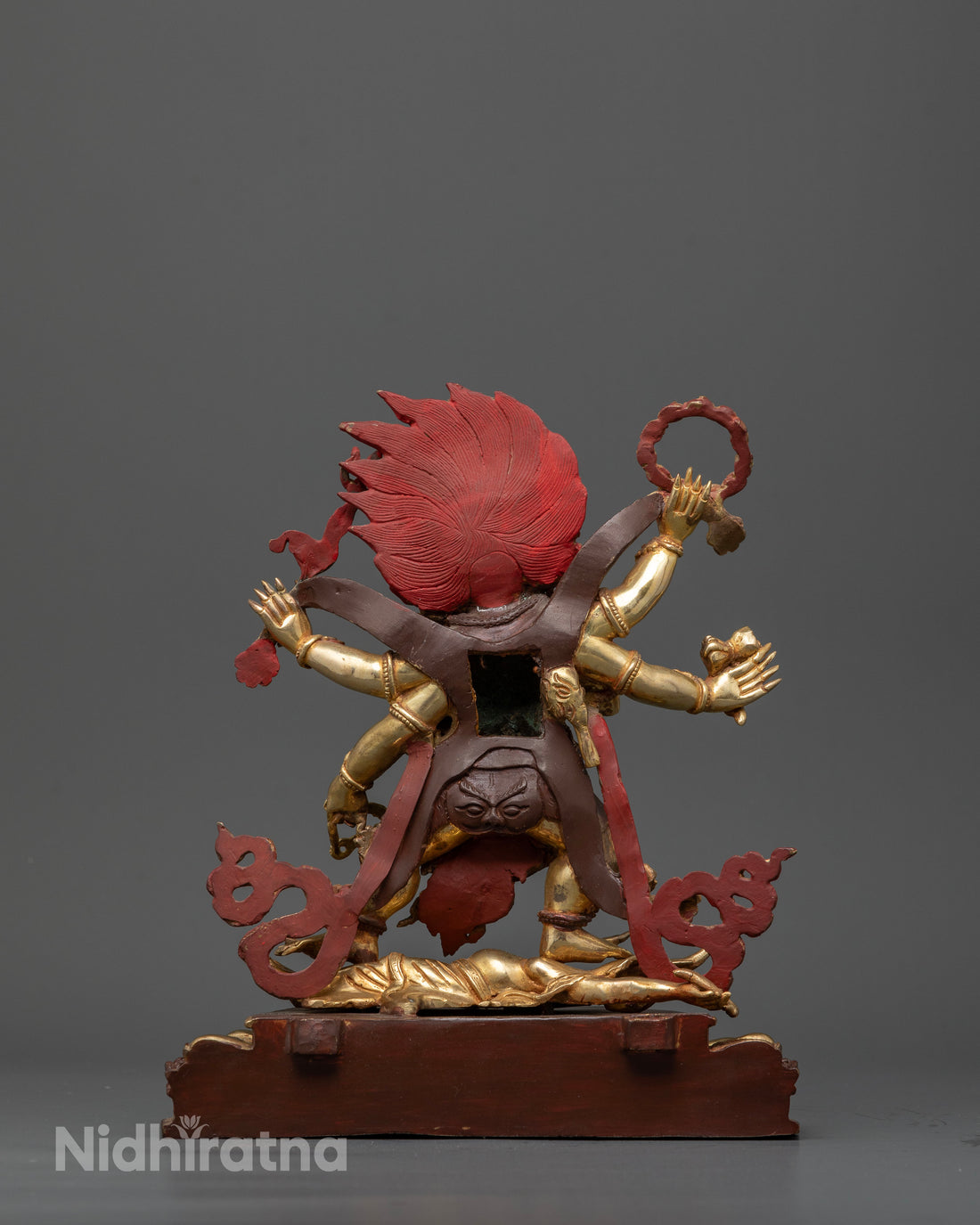 Guardian of Dharma with Weapons and Fire Aura: Six Arm Mahakala