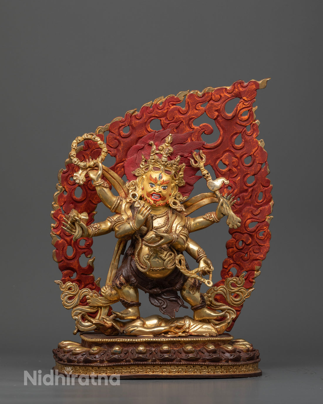 Guardian of Dharma with Weapons and Fire Aura: Six Arm Mahakala