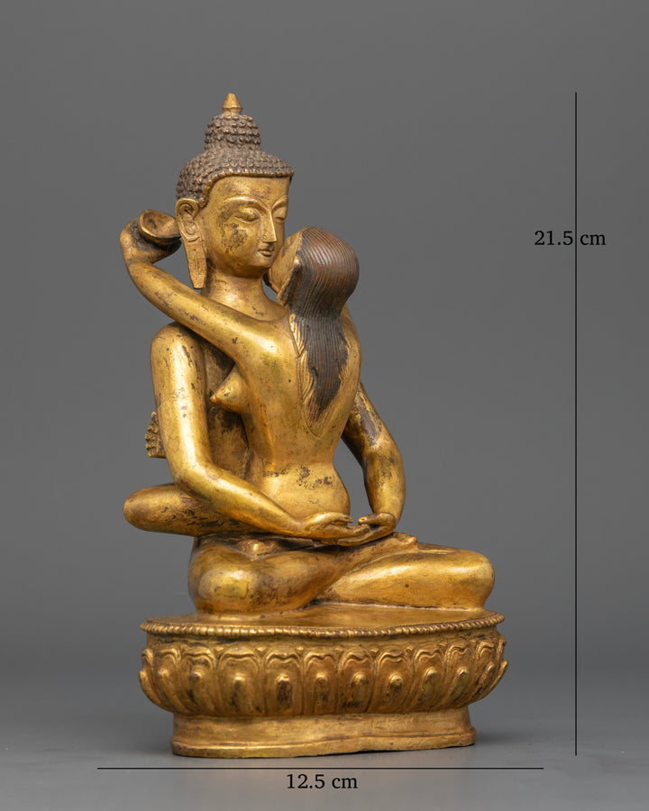 Antique Samantabhadra with Consort: A Timeless Embrace of Enlightened Unity