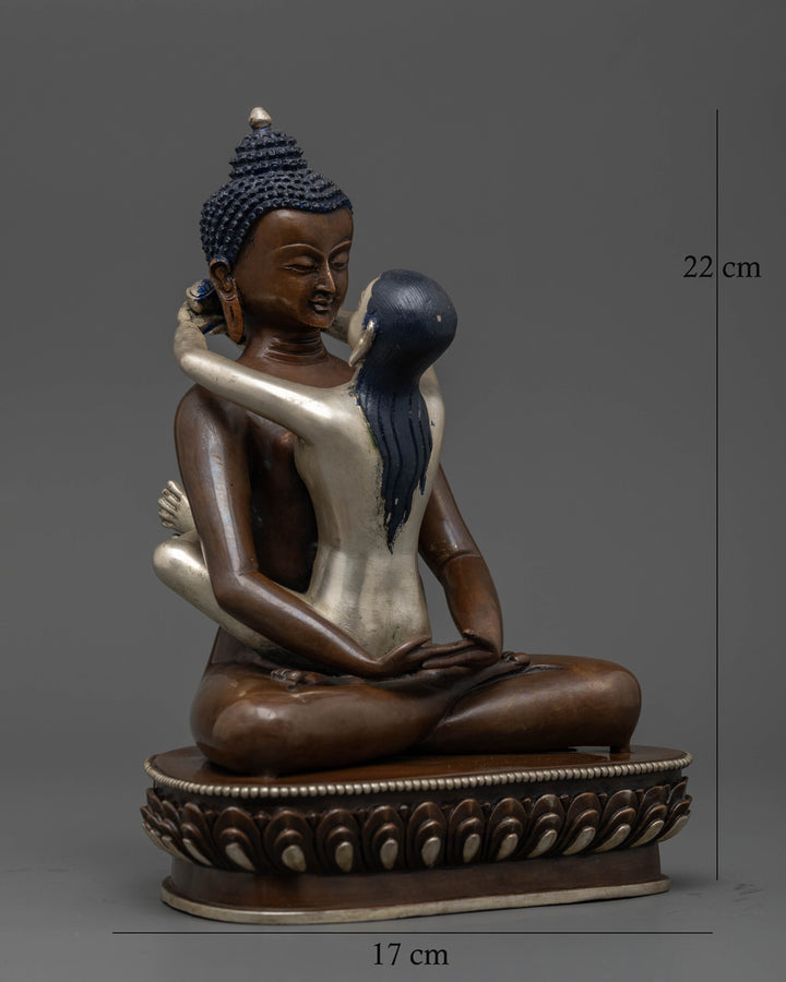 Meditative Oxidized Samantabhadra Statue