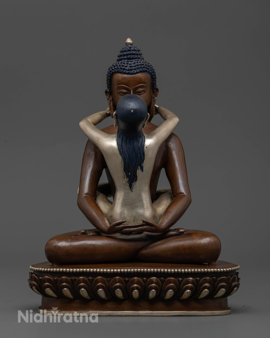 Meditative Oxidized Samantabhadra Statue