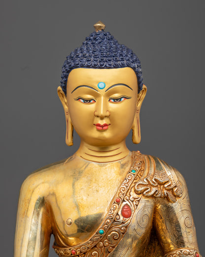 Nepalese Shakyamuni Buddha Statue | Gold Face