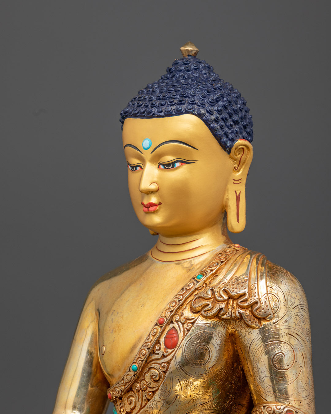 Nepalese Shakyamuni Buddha Statue | Gold Face