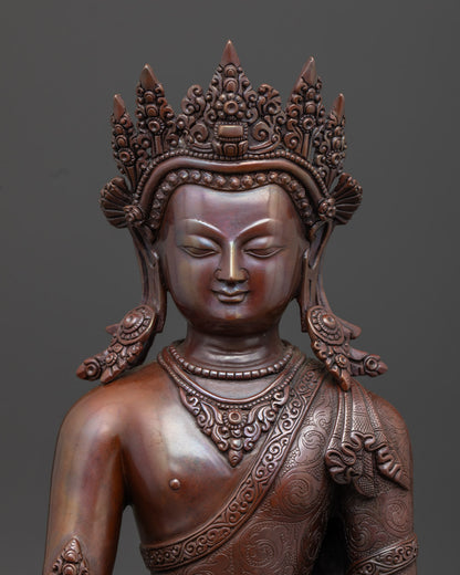 Shakyamuni Buddha Statue | Handcrafted Oxidized Copper Sculpture