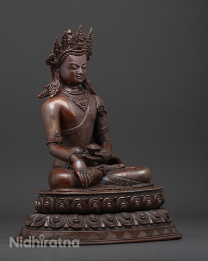 Shakyamuni Buddha Statue | Handcrafted Oxidized Copper Sculpture