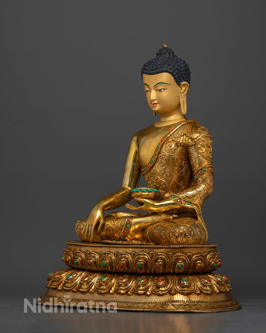  side profile of gold plated shakyauni buddha |Gold-plated Shakyamuni Buddha statue | Shakyamuni Buddha statue