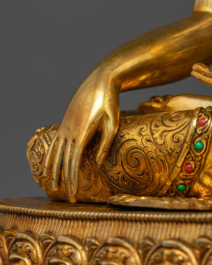 goldplated hand of shakyamuni buddha | Intricate shakyamuni buddha | Authentic Shakyamuni Buddha figurine
