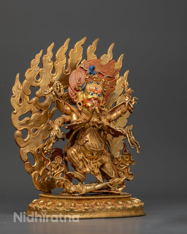 Authentic Six-Armed Mahakala Statue | Guardian Deity of Buddhism