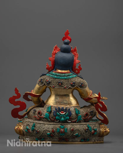 Sacred Buddhist Dzambhala wealth deity statue, artisan-crafted in Nepal with ornate design