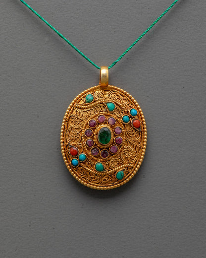 Sacred Ghau Pendant Necklace | Buddhist Amulet Locket 
