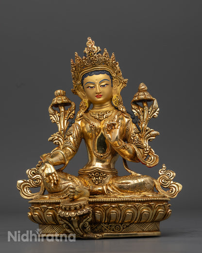 Sacred Green Tara Statue | Hand-Carved in Nepal 