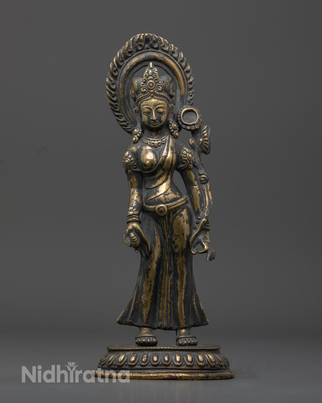 Sacred Standing Green Tara Statue | Traditional Nepalese Sculpture