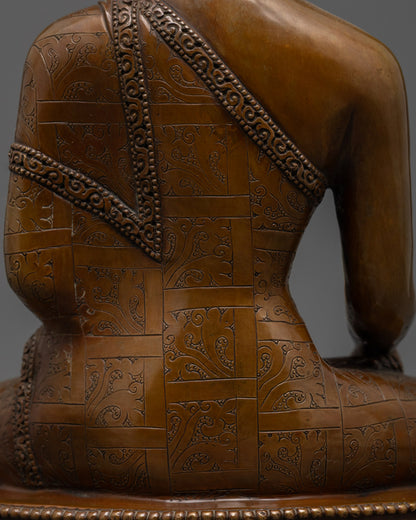 Shakyamuni Buddha Statue | 24K Gold Face & Oxidized Copper