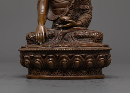 Oxidized Copper Shakyamuni Buddha Statue | Handmade in Nepal