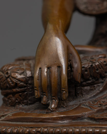 Oxidized Copper Shakyamuni Buddha Statue | Handmade in Nepal