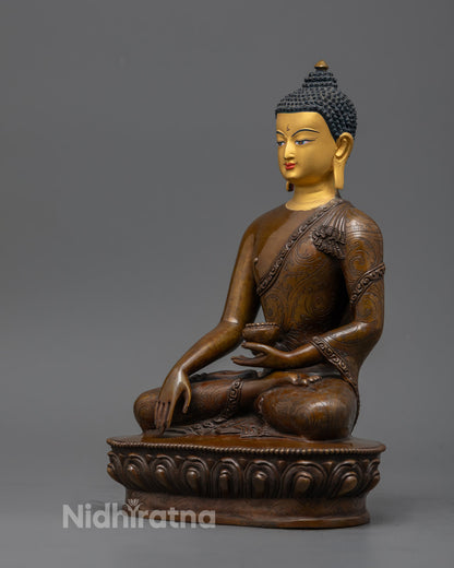 Oxidized Shakyamuni Buddha Meditation Statue
