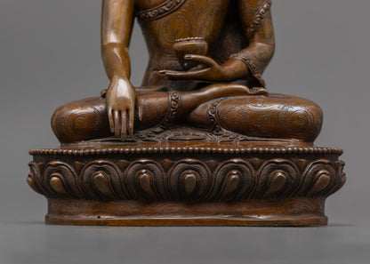 Oxidized Shakyamuni Buddha Meditation Statue