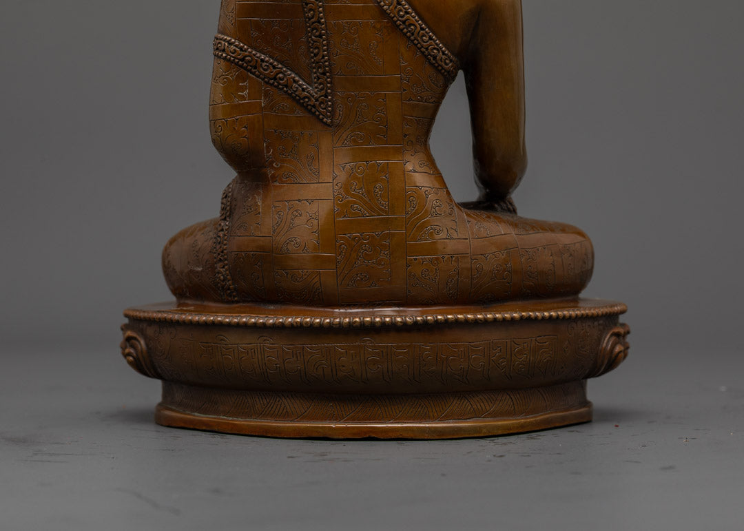 Shakyamuni Buddha Statue | 24K Gold Face & Oxidized Copper
