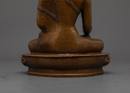 Shakyamuni Buddha Statue | 24K Gold Face & Oxidized Copper