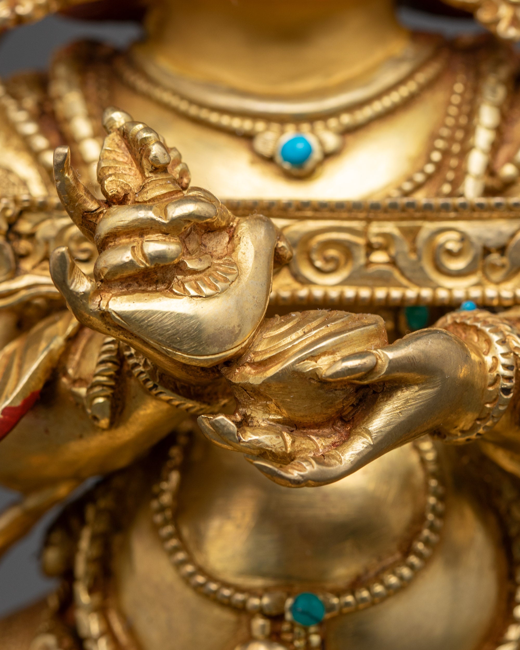 Sakya Mahakala Statue | Tibetan Buddhist Protector in Gold Gilding